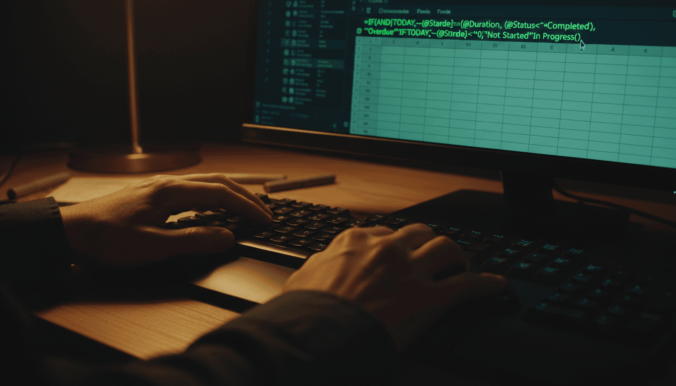 Close-up of automated Excel formulas reducing manual entry