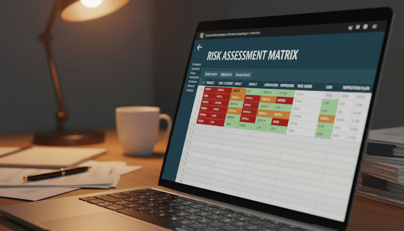 Risk management Excel template with matrices and tracking data