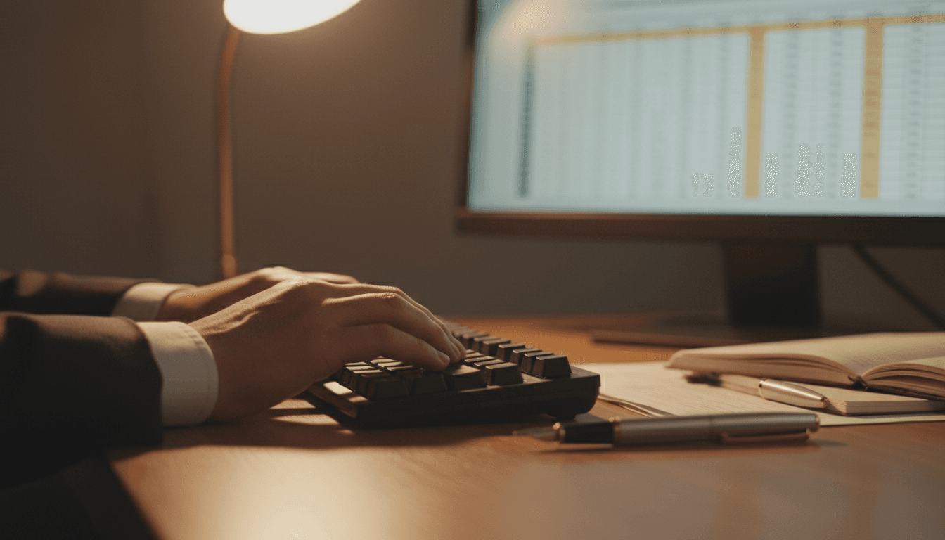 Professional hands working at a keyboard